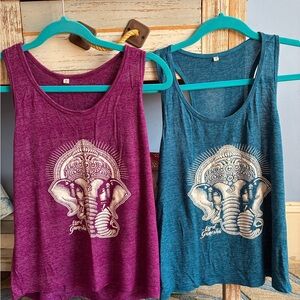 2 Ganesh Elephant Tank Tops Size MED - purchased in Bali, Indonesia.2 for 30